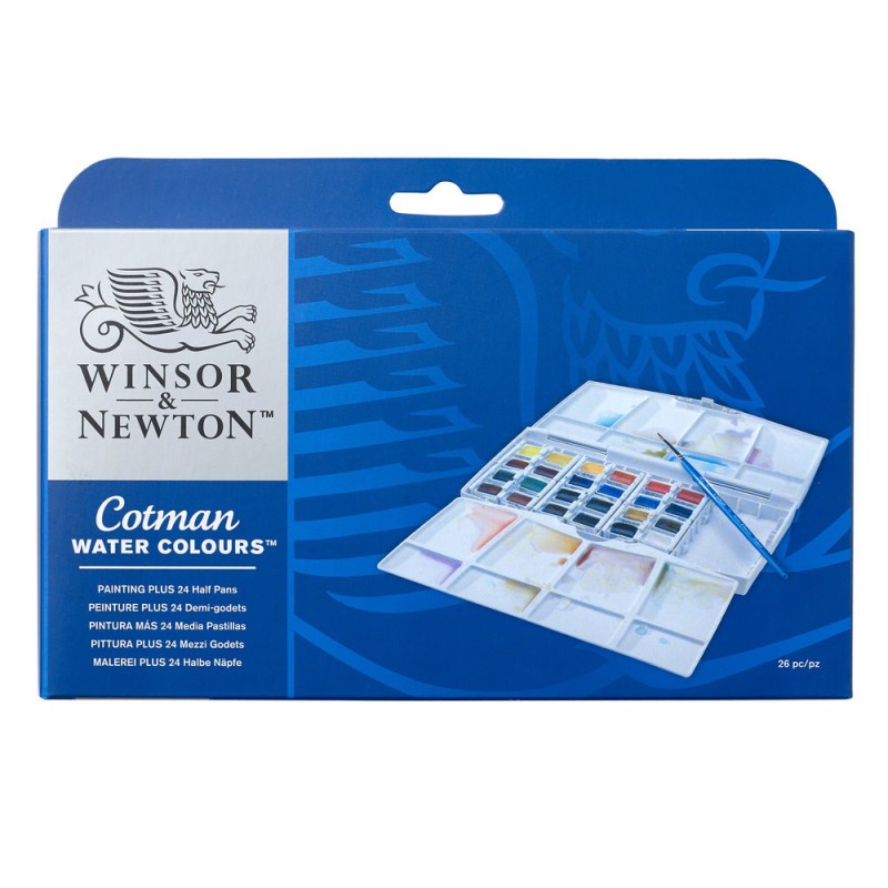 Aquarelle Fine Cotman Winsor & Newton : Boîte de 24 Demi-Godets