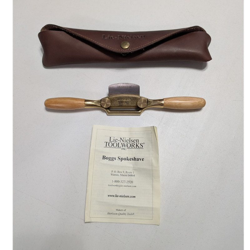 Lie-Nielsen Boggs Curved Spokeshave  w/ Leather Pouch & Paperwork
