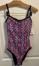 TYR Women's One-Piece Swimsuit Size Medium Pink Blue Black