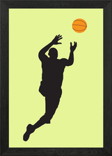 Silhouettes of basketball Framed Wall Art Poster Canvas Print Picture