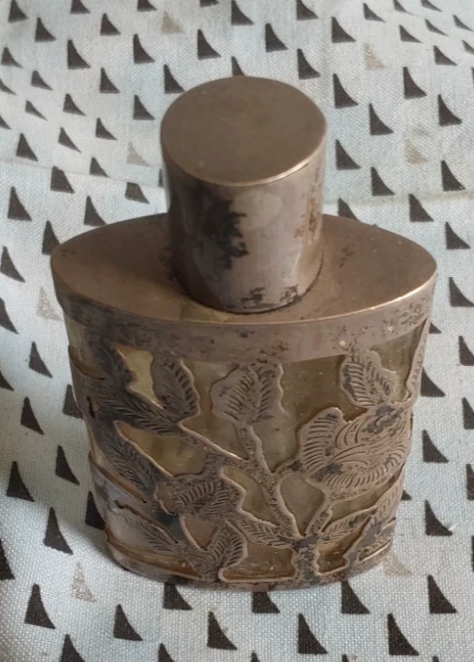 Botella de perfume mexicana vintage de vidrio recubierta de plata de ley - .925 Foto 2 de 4