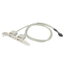 USB-A Dual External Port to Motherboard Port 24in 2x5 Pin Bracket Header Cable