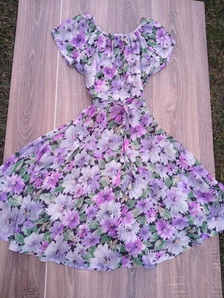 Women American Vintage Dress Lilac Acrylic 40 / L