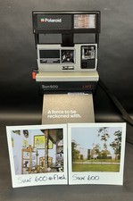 Working Polaroid Sun 600 Land Instant Film Camera Strap Flash Tested Vintage