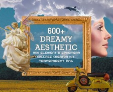 Dreamy Aesthetic Collage Creator Kit PNG, Soft Pastel Scrapbook Clipart