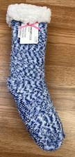 Cuddl Duds Sherpa Lined Lounge Socks Slipper Socks Blue  White Women's 4-10 NEW