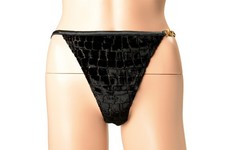 Versace Women's Gold Medusa Croc Velvet Panties Versace sz 5 US XL IT 46