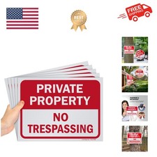 Private Property No Trespassing Sign, 9" x 12" Polystyrene Plastic Pack of 5 ...