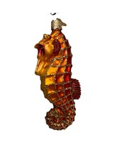 OWC Old World Christmas Glass Ornament Orange Seahorse Holiday