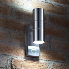 Auraglow PIR Motion Sensor Stainless Steel Up & Down Outdoor Wall Security Ligh