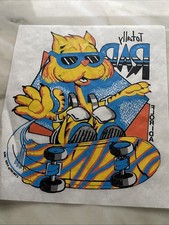 VINTAGE TOTALLY RAD COOL CAT SKATEBOARDING IRON ON TRANSFER FLORIDA 1980'S 8x9.5