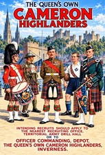 Queen's Own Cameron Highlanders recruiting A4 photo print.&nbsp;