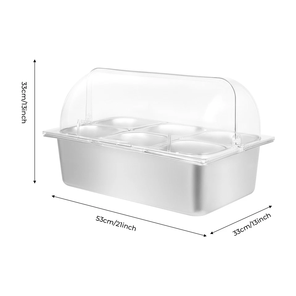 Party Fruit Seafood Buffet Tray Ice Food Serving Display Tray with Roll Top Cove - Image 2 of 4