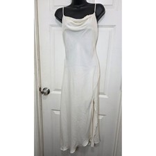ASTR The Label Cowl Neck Midi Dress Womens M Off White Slip Formal Wedding Grad