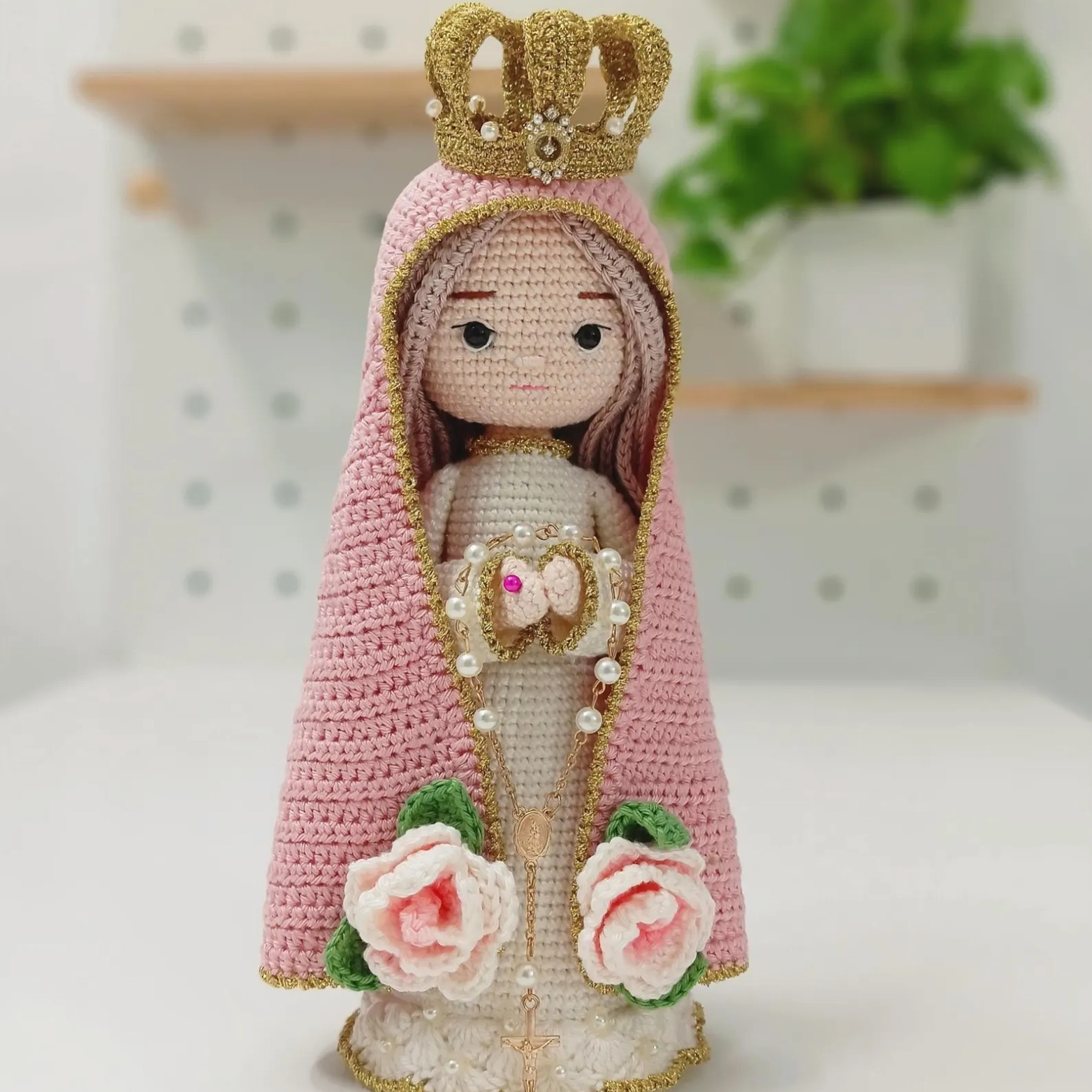 Handmade Virgin Mary Amigurumi Crochet Doll, Catholic Religi