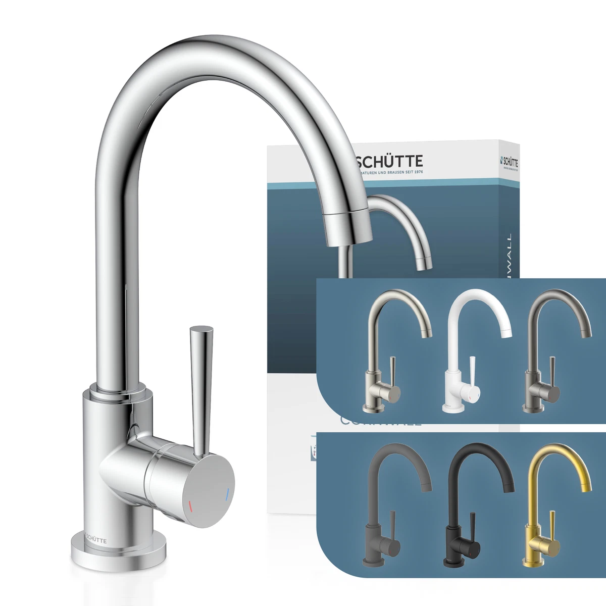 2 Wasserhähne Mit Doppelauslass - Für Waschmaschine & Spülmaschine, Wandmontage, Blau