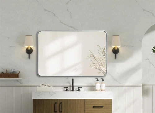 Elegant Decor Contour Metal Rectangle Mirror 28X42 In Silver - Picture 6 of 11