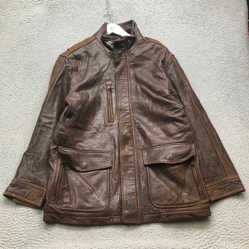 Marc New York Andrew Marc Leather Quilted Lined Jacket Small S Long Sleeve Brown