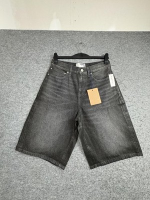 RARE DNM EDIT Shorts Mens 31 Black Charcoal Wash Baggy Denim Bermuda Casual