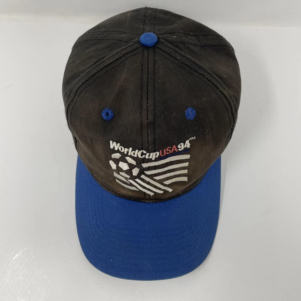 Vintage World Cup USA 1994 Hat Cap Snap Back Black Blue Soccer FIFA Faded 90s - Image 3 of 4