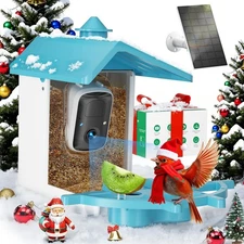 2K Smart Bird Feeder with Camera AI Bird Recognition, Outdoor Solar Powered W...