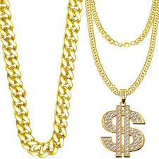 Big Chunky Plastic Hip Hop Chain Necklace for Men Fake Gold Plated Chain with...