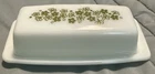 Vtg Pyrex Green Spring Blossom Crazy Daisy 7” Butter Dish w/Lid USA EUC