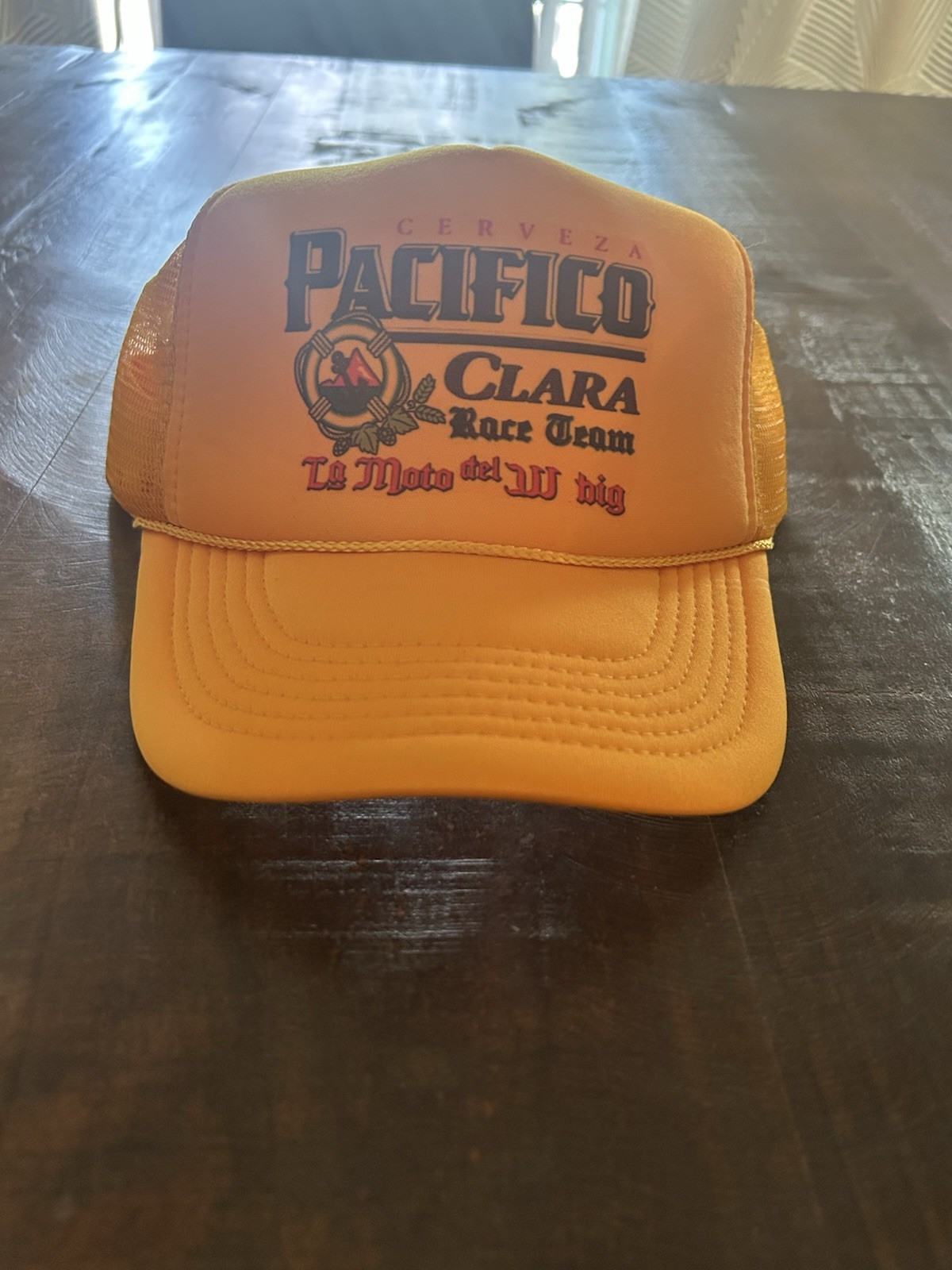 Cerveza Pacifico Clara Snap-Back Trucker Hat Yellow Foam Crown