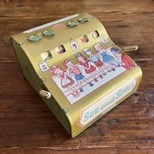 Vintage Antique See and Spell Tin Litho Toy SPINS Wolverine Co. USA Educational