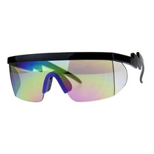 80's Goggle Sunglasses Oversized Half Rim Ski Fashion Multicolor Lens