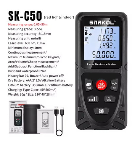 Snakol Laser Distance Meter 50m 70m 100m 120m Rangefinder - Picture 11 of 14