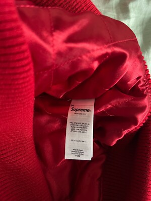 Supreme Big Logo Chenille Logo Varsity Jacket - Size Medium - Red