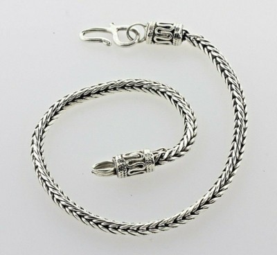 Bali Indonesien 925 Sterlingsilber 4,5 mm Fuchsschwanz Weizen geflochtenes Armband - 9 Zoll