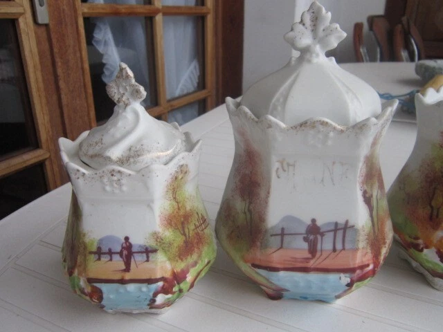 anciens pots à épices et pichets en faïence peints à la main - Photo 2/4