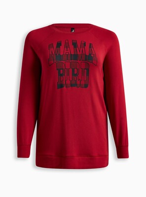 Torrid Mama Bird Dream Fleece Long Sleeve Sleep Tunic Red 00 M L 10 #H09931