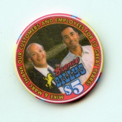 5.00 Chip from the Bronco Billys Casino Cripple Creek Colorado 10 Years