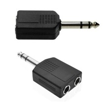 2pcs 6.35mm 1/4" Male Stereo TRS To 2 Female Splitter Audio Headphone Connector