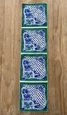 Vintage Scarf Frankie Welch Green Blue Floral For Betty Ford 1970s  8 x 33"