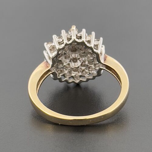 9ct Yellow Gold 0.50ct Diamond Cluster Ring Size O Hallmarked - Picture 4 of 9
