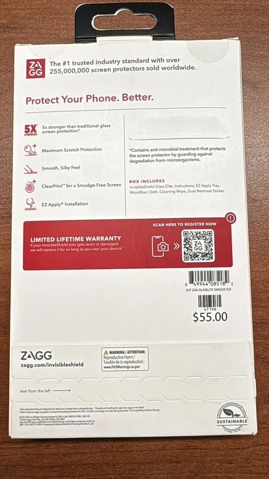 Protector de pantalla biométrico Zagg Invisible Shield Glass Elite Samsung Galaxy S23 Foto 2 de 2