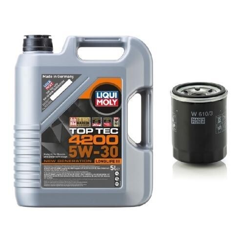 Inspektionssatz LIQUI MOLY Top Tec Motoröl 5W-30 5 Liter + Ölfilter Mann-Filter - Bild 1 von 7