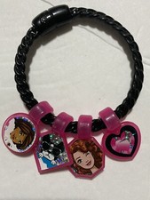 Girl  s Barbie Black Charm Bracelet W/ Plastic beads