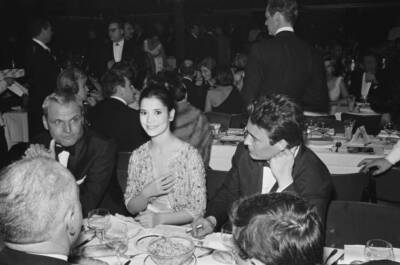 Film director Andre Cayatte actress Marie-Josee Nat at the first r- Old Photo