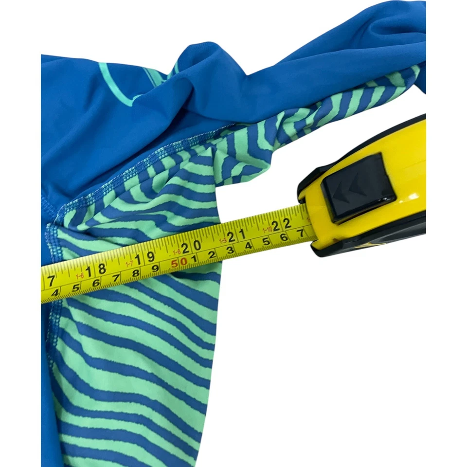 Volcom Rashguard Mens Size XXL Blue Green Stripes Anti UV 50+ SPF Long Sleeve - Image 4 of 4