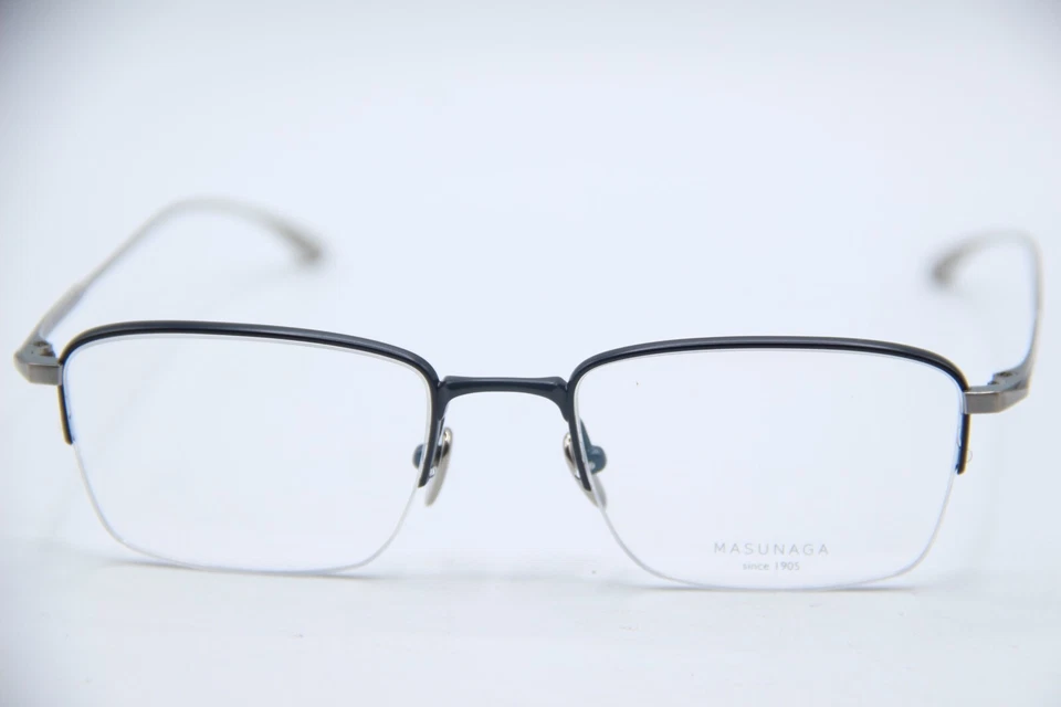 NEW MASUNAGA MIES #15 NAVY BLUE GUNMETAL AUTHENTIC FRAMES EYEGLASSES 50-19 - Image 2 of 4