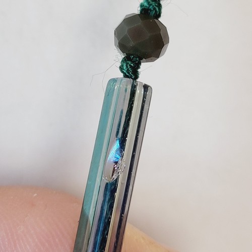 Long Glass Beaded Necklace Knotted Electroplated Rectangular Beads & Faceted 42" - Picture 6 of 6