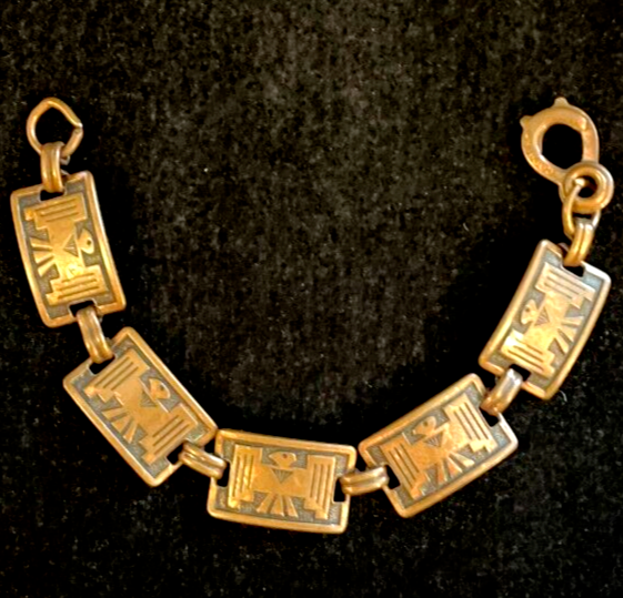 VTG Copper Thunderbird Bracelet Southwest 5 Panel Link Fred VTG Copper Thunderbird Bracelet Southwest 5 Panel Link Fred