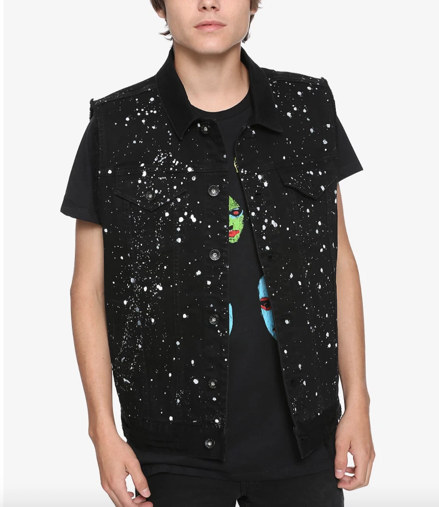 XXX RUDE BLACK PAINT SPLATTER DENIM VEST NWT XXXRUDE | eBay