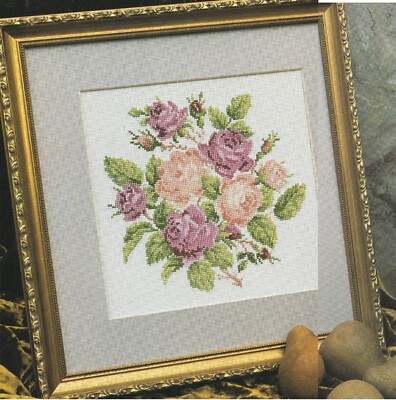 Victorian Rose Flower Floral Cross Stitch Chart 108 x 110 Stitches - DMC Anchor