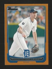 2012 Bowman Justin Verlander Tigers #77 Orange Base Parallel Rare Sp 202/250